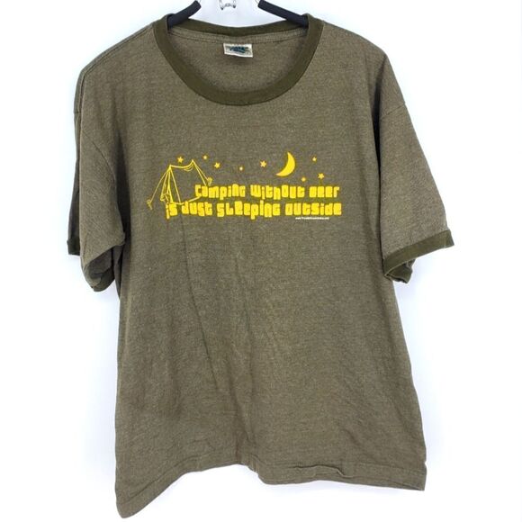 Thunder Creek Army Green Crew Neck Graphic Design T-Shirt With Short Sleeves - Picture 1 of 8